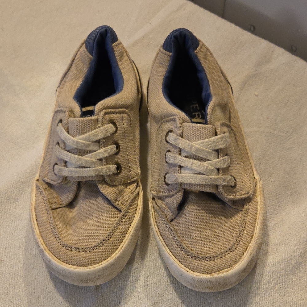 Sperry Kids Tan Canvas Sneakers Size 9M